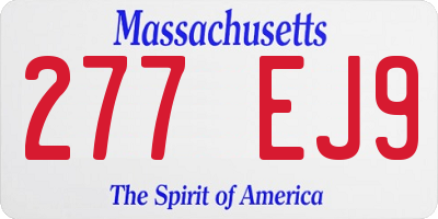 MA license plate 277EJ9