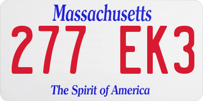 MA license plate 277EK3
