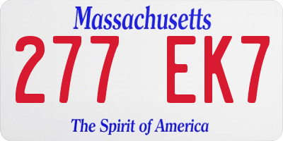 MA license plate 277EK7