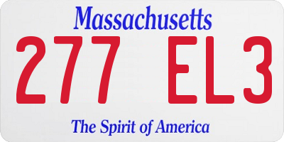 MA license plate 277EL3