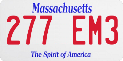 MA license plate 277EM3