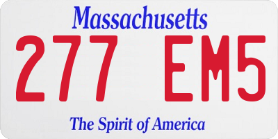 MA license plate 277EM5