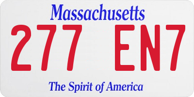 MA license plate 277EN7