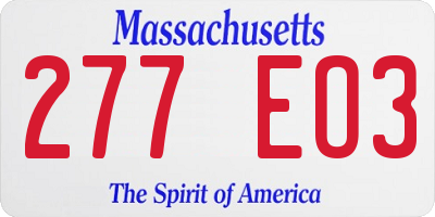 MA license plate 277EO3
