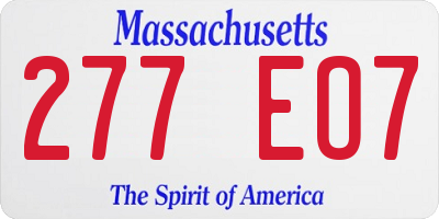 MA license plate 277EO7