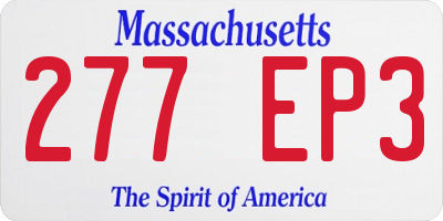 MA license plate 277EP3