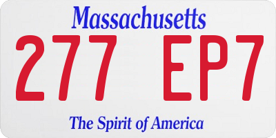 MA license plate 277EP7
