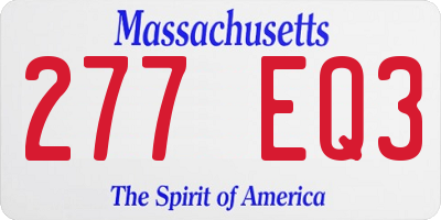 MA license plate 277EQ3