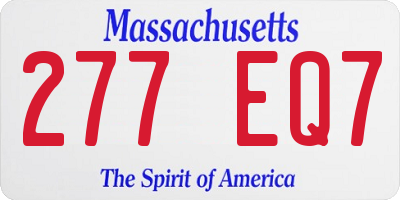 MA license plate 277EQ7