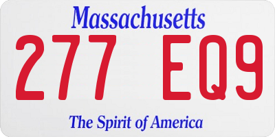 MA license plate 277EQ9
