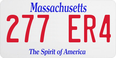 MA license plate 277ER4