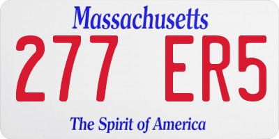 MA license plate 277ER5