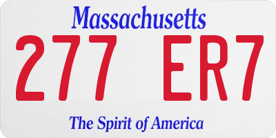 MA license plate 277ER7