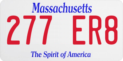 MA license plate 277ER8