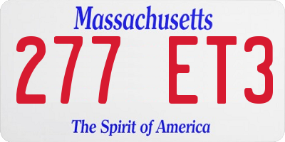 MA license plate 277ET3