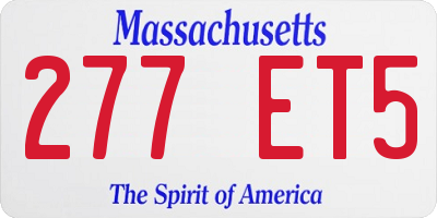 MA license plate 277ET5