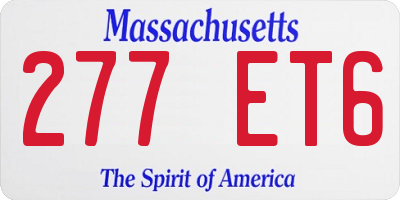 MA license plate 277ET6