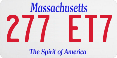 MA license plate 277ET7