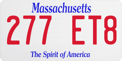 MA license plate 277ET8