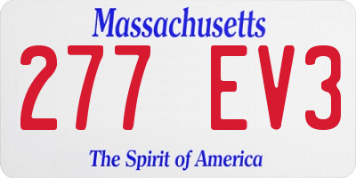 MA license plate 277EV3
