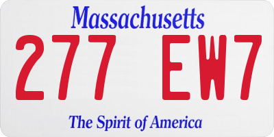 MA license plate 277EW7