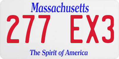 MA license plate 277EX3