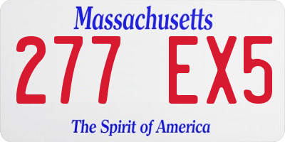 MA license plate 277EX5