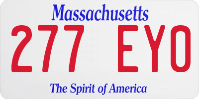 MA license plate 277EY0