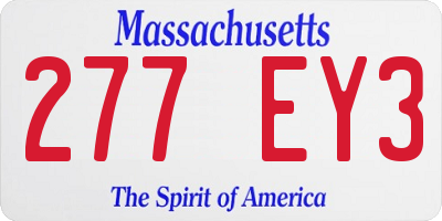 MA license plate 277EY3