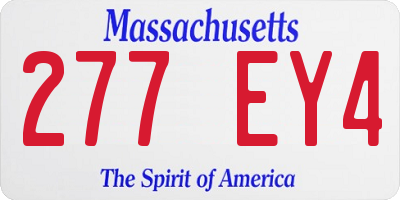 MA license plate 277EY4
