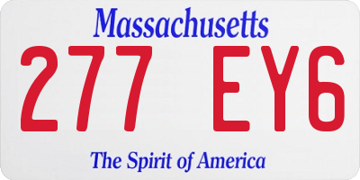 MA license plate 277EY6