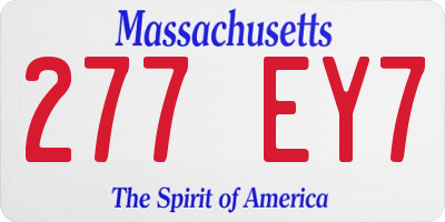 MA license plate 277EY7