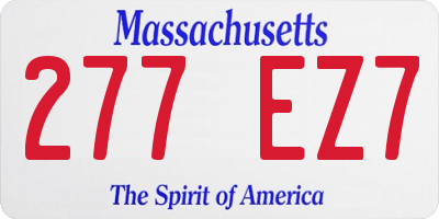 MA license plate 277EZ7