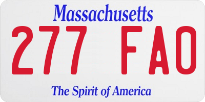 MA license plate 277FA0