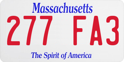 MA license plate 277FA3