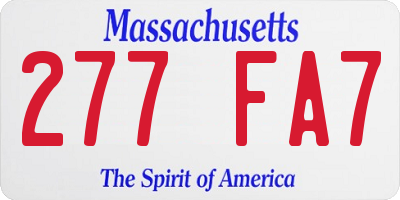 MA license plate 277FA7