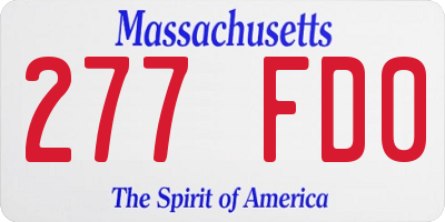 MA license plate 277FD0