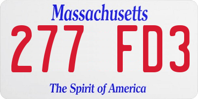 MA license plate 277FD3