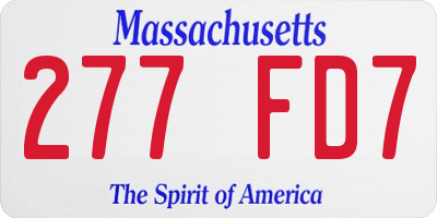 MA license plate 277FD7