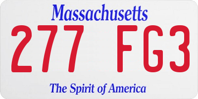 MA license plate 277FG3