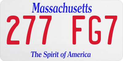 MA license plate 277FG7