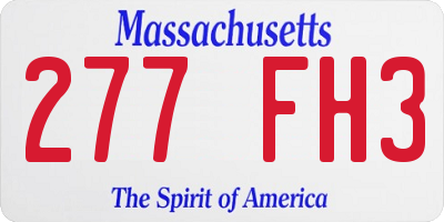 MA license plate 277FH3