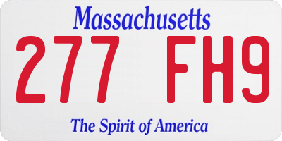 MA license plate 277FH9