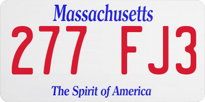 MA license plate 277FJ3