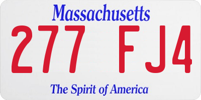 MA license plate 277FJ4