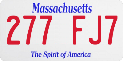 MA license plate 277FJ7