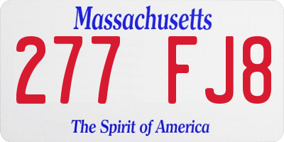 MA license plate 277FJ8