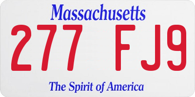 MA license plate 277FJ9