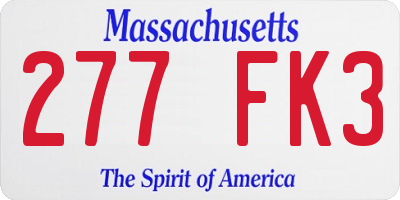 MA license plate 277FK3