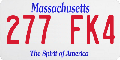 MA license plate 277FK4